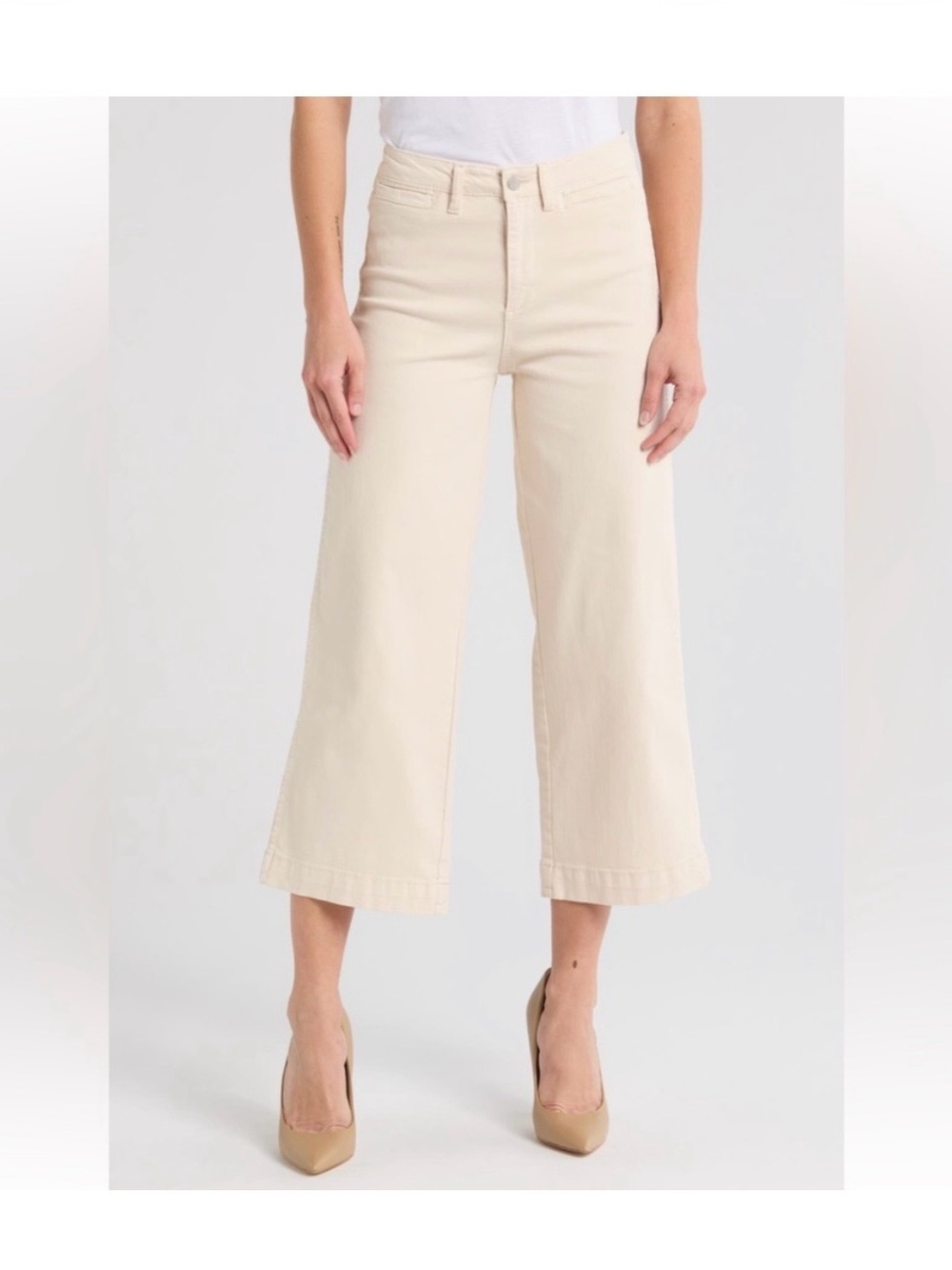 OAT - nyc High-Rise Wide Leg Crop pants in Cream